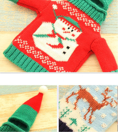 Gestricktes Weihnachtsflaschen-Set - Shopteufel