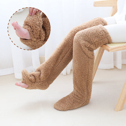 Overknee-Socken, flauschig, lang, warm für kalte Winterbeine und Kniegelenke, kältebeständig, ideal zum Schlafen auf dem Boden.