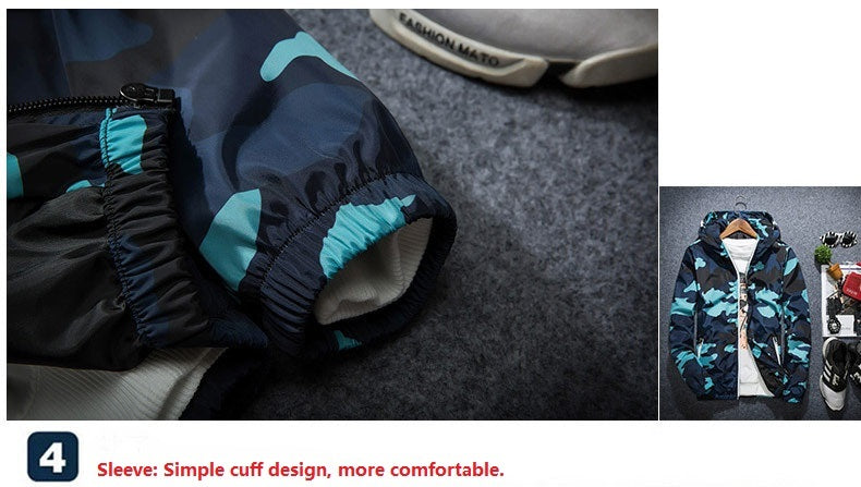 Covrlge Herrenjacke, modische Frühlingsjacke, Camouflagejacke mit Leuchtreißverschluss - Shopteufel