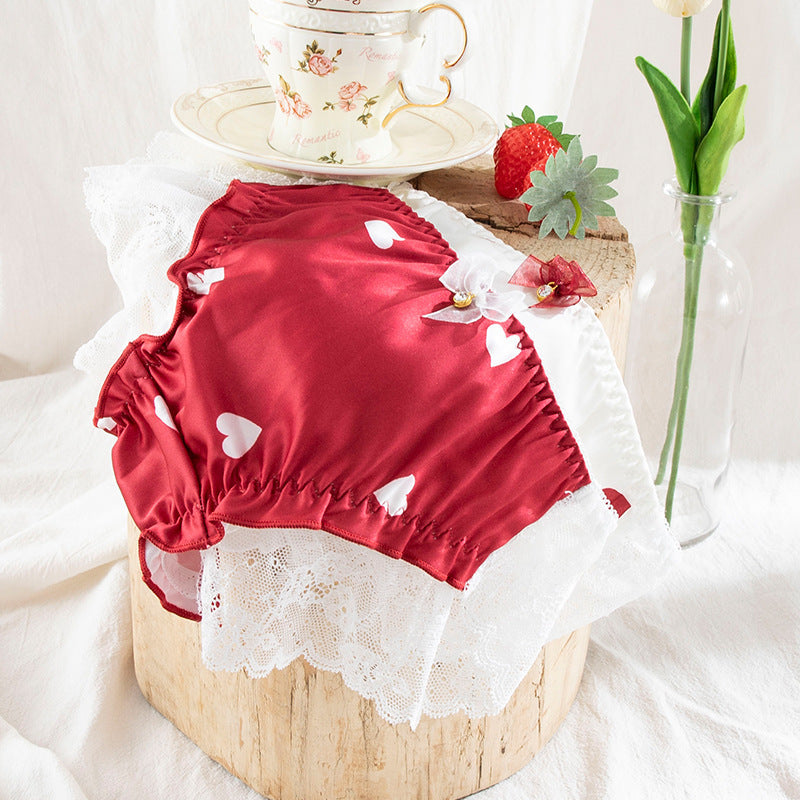 Damen-Slips aus Spitze, Kawaii-Sexy-Dessous, Unterwäsche mit Herzmuster - Shopteufel
