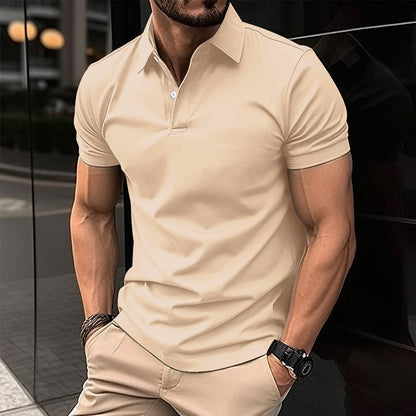 Sommerliches Kurzarm-Poloshirt für Herren, einfarbig, mit Knopfleiste am Revers - Shopteufel