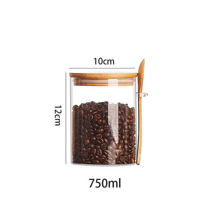 Wood Spoon Glass Storage Tank Set Food Storage - Shopteufel