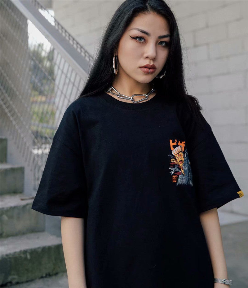 Neues Kurzarm-T-Shirt mit europäischem und amerikanischem Street-Hip-Hop-Print – ein trendiges Shirt für Männer und Frauen - Shopteufel