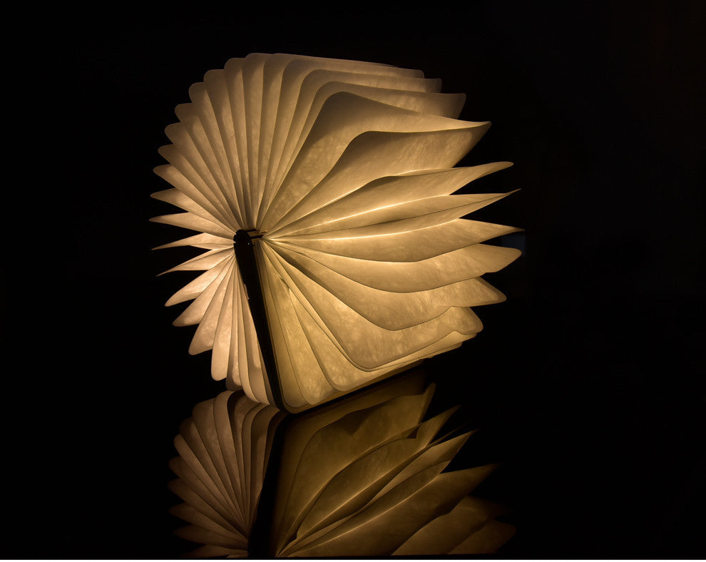 LED-Nachtlicht, faltbare Buchlampe, wiederaufladbar über USB-Anschluss, Holzmagnetlampe - Shopteufel