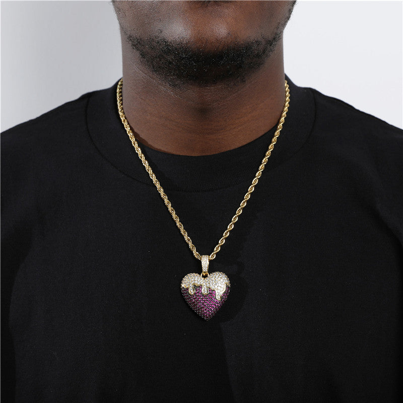 Hiphop Kette „Melting Love“ mit farbigem Anhänger - Shopteufel