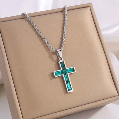 Fashion Jewelry European And American Ing Style Diamond Cross Necklace Unique No Color Fading - Shopteufel