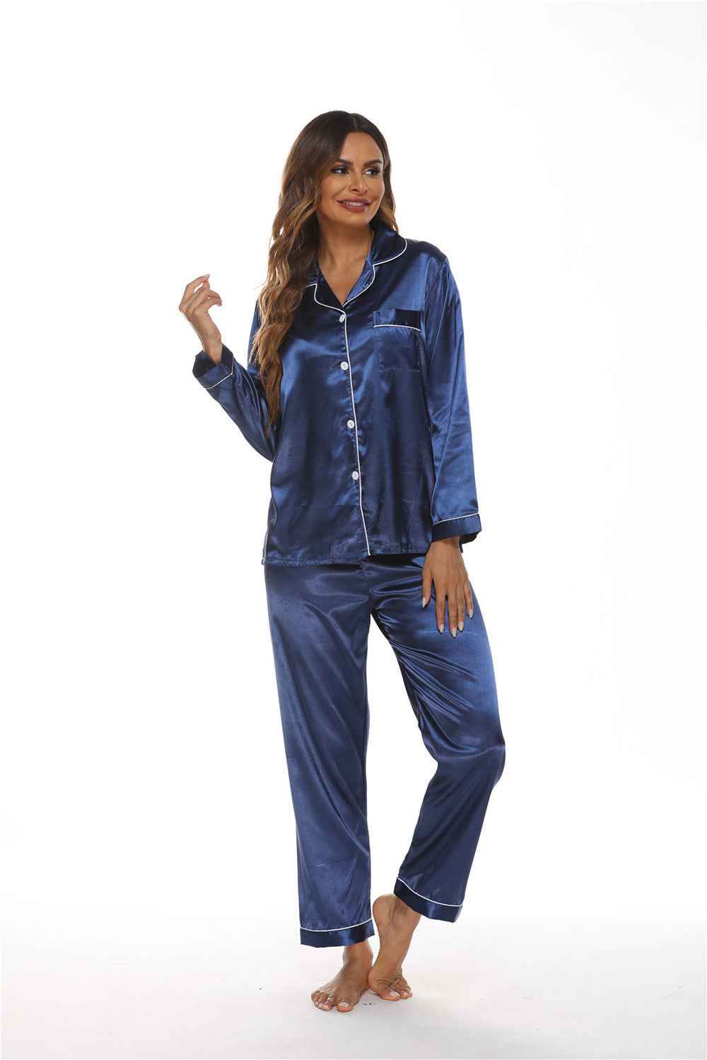 Pajamas Women's Long Sleeve Sleepwear Soft Button Loungewear Pjs Set Nightwear - Shopteufel