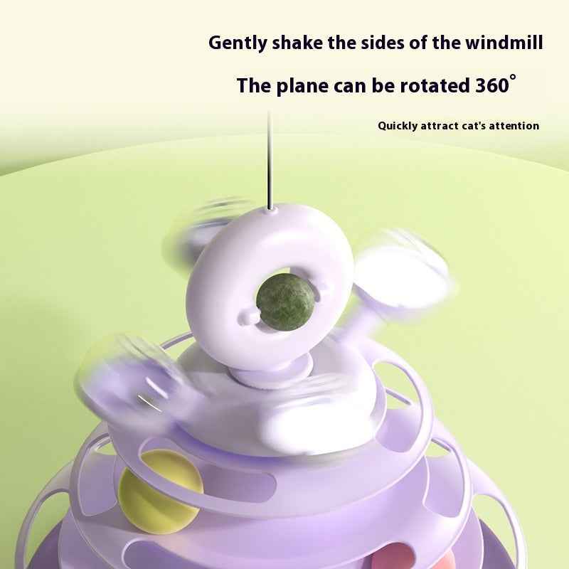 4 Levels Cat Toy Tower Turntable Roller Balls Toys Interactive Intelligence Pets Toys Training Track Puzzle Funny Games Accessories Pet Products - Shopteufel