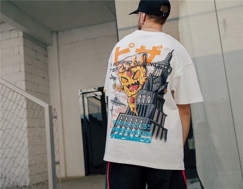 Neues Kurzarm-T-Shirt mit europäischem und amerikanischem Street-Hip-Hop-Print – ein trendiges Shirt für Männer und Frauen - Shopteufel