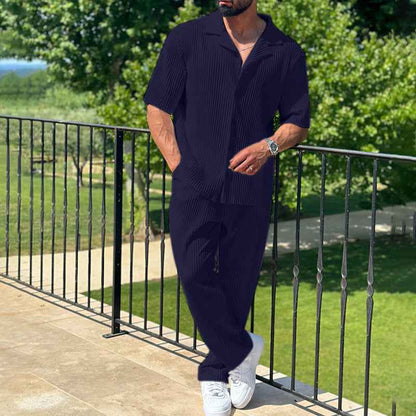 Sports Men Suit Fashion Casual Short-sleeved Trousers Two-piece Set - Shopteufel