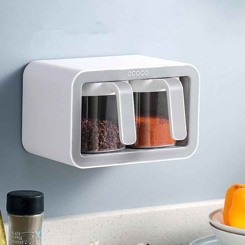 Kitchen Spice Rack Jar Free Perforated Spice Box Wall-Mounted Spice Box Set Household Spice Jar Storage Box - Shopteufel
