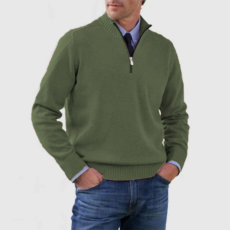 Herren-Strickpullover mit Stehkragen und Reißverschluss