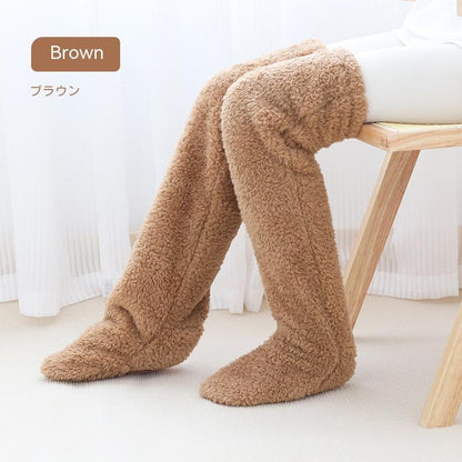 Overknee-Socken, flauschig, lang, warm für kalte Winterbeine und Kniegelenke, kältebeständig, ideal zum Schlafen auf dem Boden.
