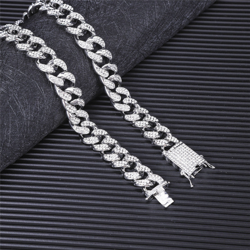 Hip-Hop-Set mit kubanischer Diamantkette für Herren - Shopteufel