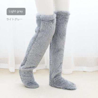 Overknee-Socken, flauschig, lang, warm für kalte Winterbeine und Kniegelenke, kältebeständig, ideal zum Schlafen auf dem Boden.