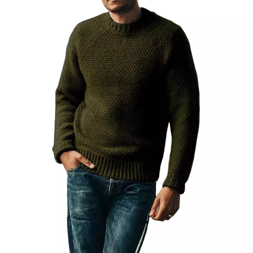 Herren-Pullover, Winter, Freizeit, einfarbig, Rundhalsausschnitt, Strickoberteil