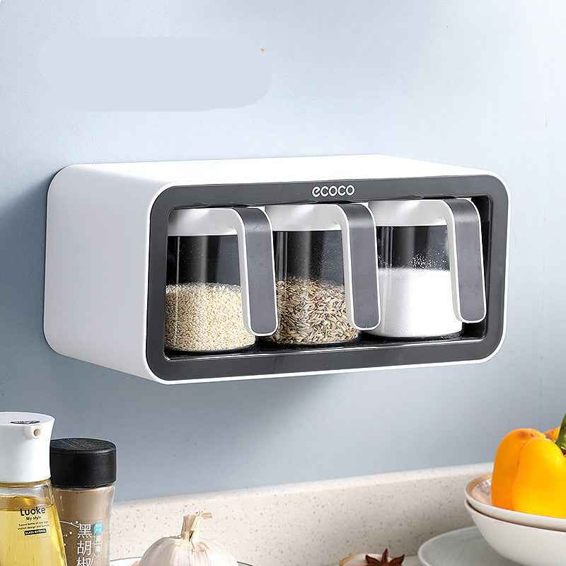 Kitchen Spice Rack Jar Free Perforated Spice Box Wall-Mounted Spice Box Set Household Spice Jar Storage Box - Shopteufel