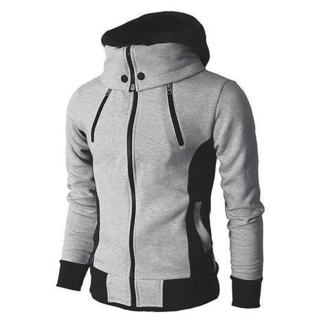 Herren-Kapuzenjacke mit Reißverschluss, zweiteiliger Sport-Cardigan, lässige, schmal geschnittene Sweatshirtjacke - Shopteufel