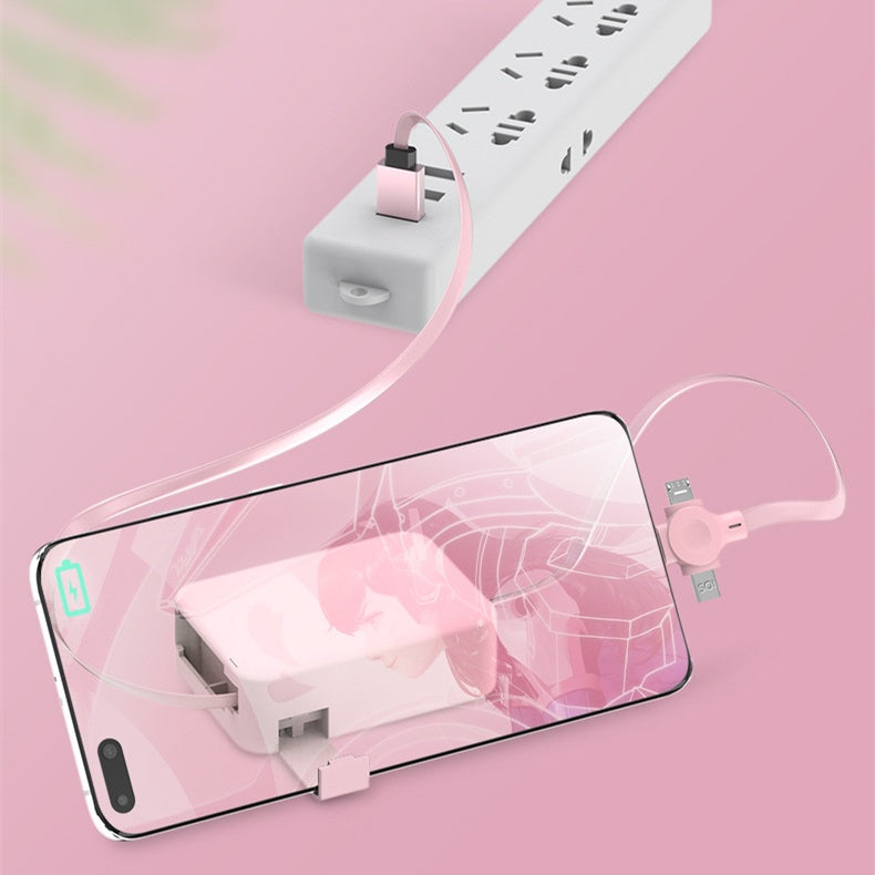 4-in-1-Einziehkabel, kreatives Macaron-USB-C-Micro-Kabel für iPhones mit Handyhalterung - Shopteufel