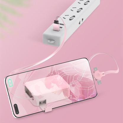 4-in-1-Einziehkabel, kreatives Macaron-USB-C-Micro-Kabel für iPhones mit Handyhalterung - Shopteufel