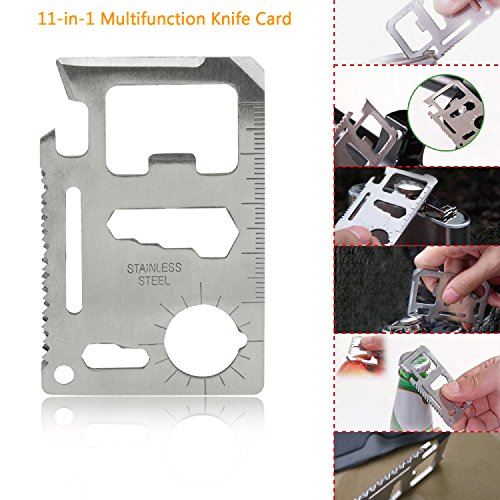 11-in-1 Edelstahl Multifunktionsmesser Karte mit Säge, Flaschenöffner und Lineal