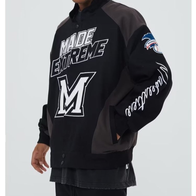 Amerikanische Retro-Hip-Hop-Baseballjacke mit Stickerei - Shopteufel