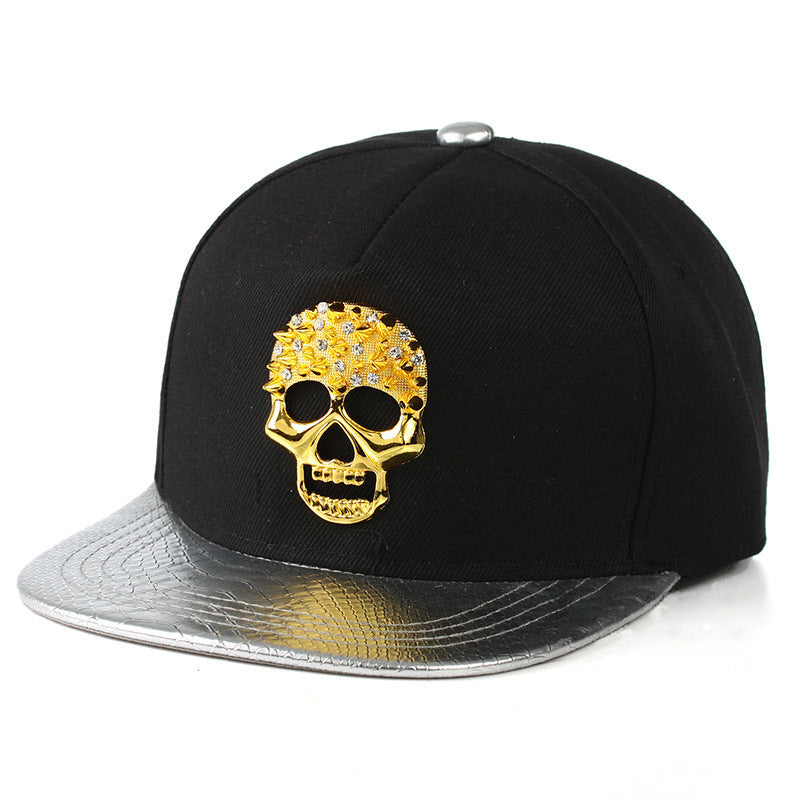 Hip-Hop-Kappe mit Totenkopf-Metalllogo - Shopteufel