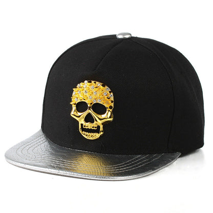 Hip-Hop-Kappe mit Totenkopf-Metalllogo - Shopteufel