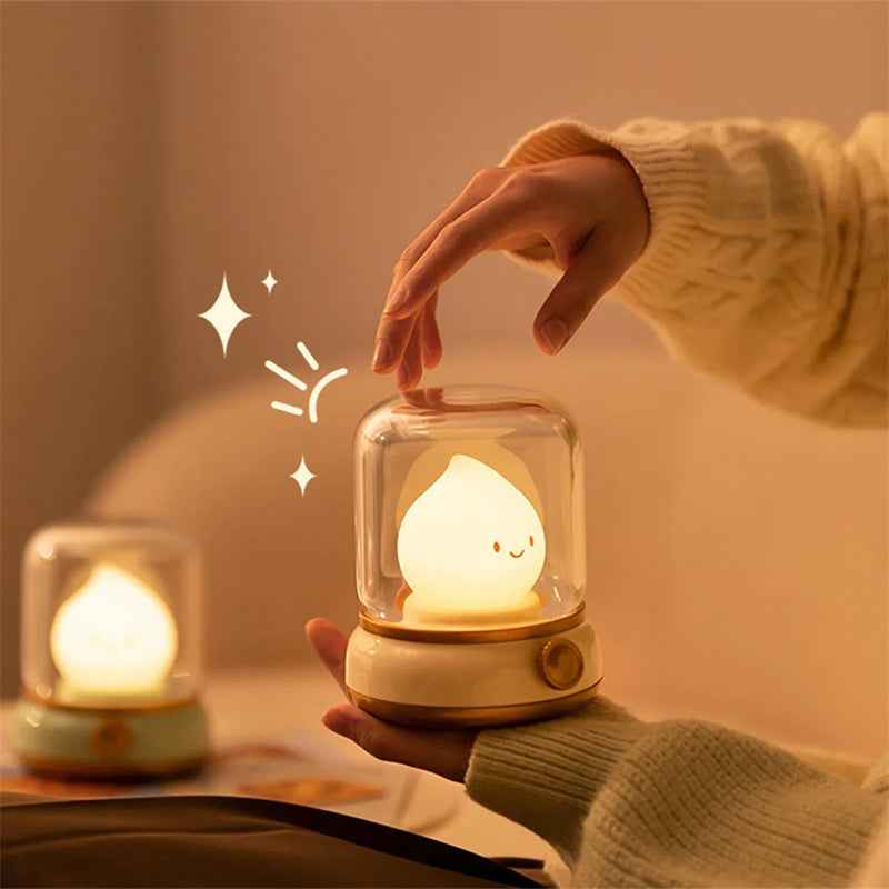 Retro Small Night Lamp Bedroom Mini Desktop LED Cute Night Lamp Creative USB Rechargeable Portable Cartoon Table Lamp For Coffee Bar Hotel Bedroom Home Decor - Shopteufel