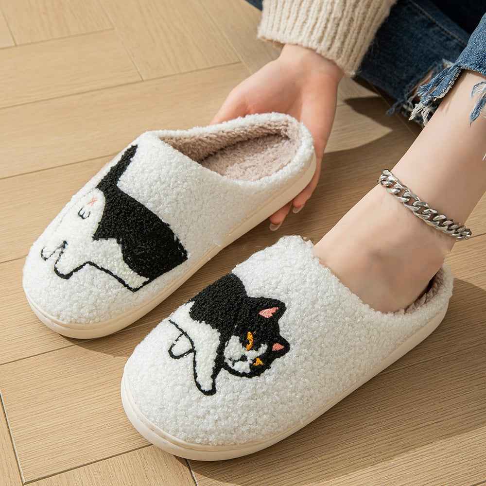 Cartoon Cotton Slippers For Women Men Indoor Outdoor Slippers For Household Autumn And Winter Couples Shoes Fuzzy Warm Soft Slippers - Shopteufel