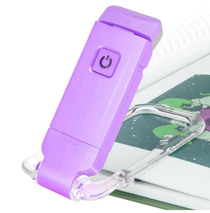 Wiederaufladbare LED-Leselampe mit USB-Anschluss, Helligkeitsregulierung, Augenschutz, Clip, tragbar, Lesezeichenleuchte - Shopteufel