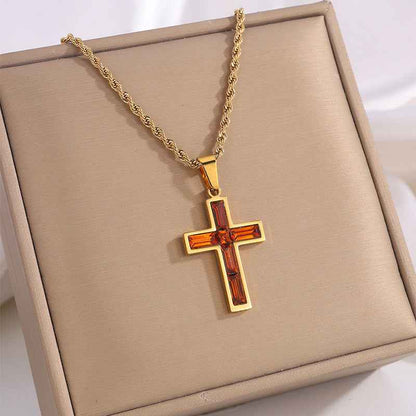 Fashion Jewelry European And American Ing Style Diamond Cross Necklace Unique No Color Fading - Shopteufel