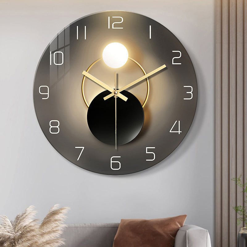 Tempered Glass Wall Clock Mute Living Room Clock Wall-mounted Decorative Clock - Shopteufel