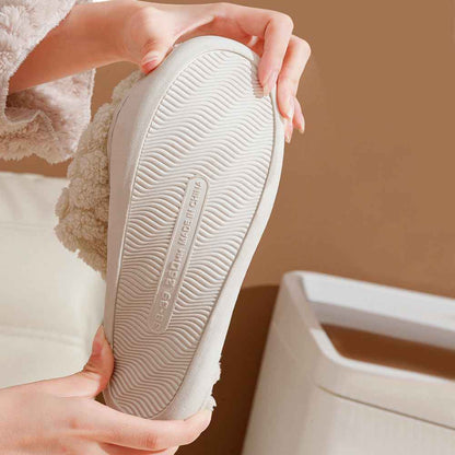 Home Fuzzy Slipper Unisex Cartoon Winter Plush Slipper Anti-Skid Soft Soled Cotton Shoes Comfy Outdoor Couple Slippers - Shopteufel