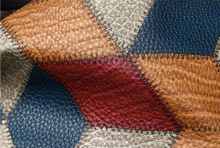 Retro-Schultertasche mit geometrischem Muster und farblich abgestimmten Details - Shopteufel