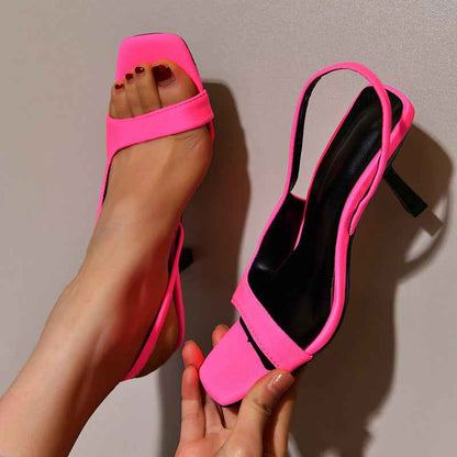 Fashion Square Toe High Heel Sandals For Women Summer Fish Mouth Pumps Shoes With Back-strap - Shopteufel