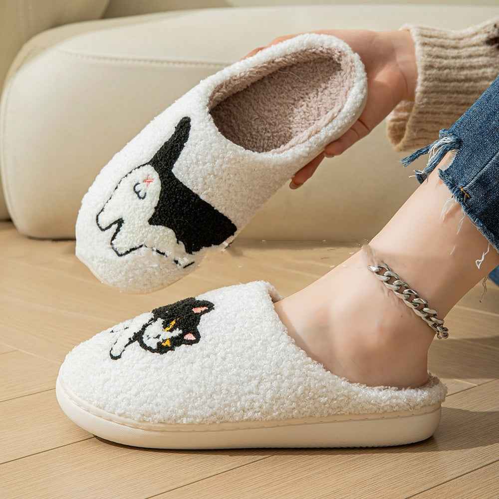 Cartoon Cotton Slippers For Women Men Indoor Outdoor Slippers For Household Autumn And Winter Couples Shoes Fuzzy Warm Soft Slippers - Shopteufel