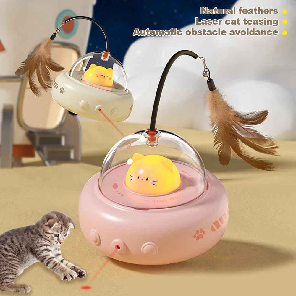 Smart Teaser Cat Toy Electric UFO Cat Teaser Stick With Bell Training Pet Toys Replaceable Feather Interactive Cat Supplies Pet Supplies Pets Products - Shopteufel