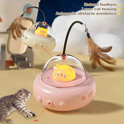 Smart Teaser Cat Toy Electric UFO Cat Teaser Stick With Bell Training Pet Toys Replaceable Feather Interactive Cat Supplies Pet Supplies Pets Products - Shopteufel
