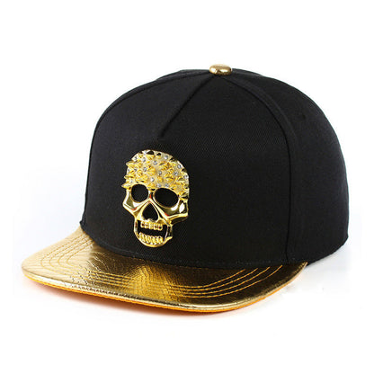 Hip-Hop-Kappe mit Totenkopf-Metalllogo - Shopteufel