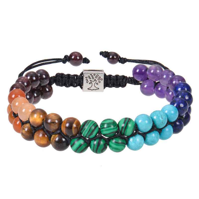 Fashion Jewelry 6mm 7 Chakra Stone Bead Yoga Meditation Bracelet Healing Crystal Double Layer Natural Gemstone Beaded Anxiety Bracelets For Women - Shopteufel