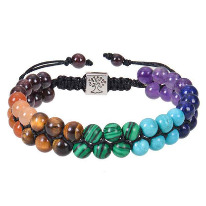 Fashion Jewelry 6mm 7 Chakra Stone Bead Yoga Meditation Bracelet Healing Crystal Double Layer Natural Gemstone Beaded Anxiety Bracelets For Women - Shopteufel