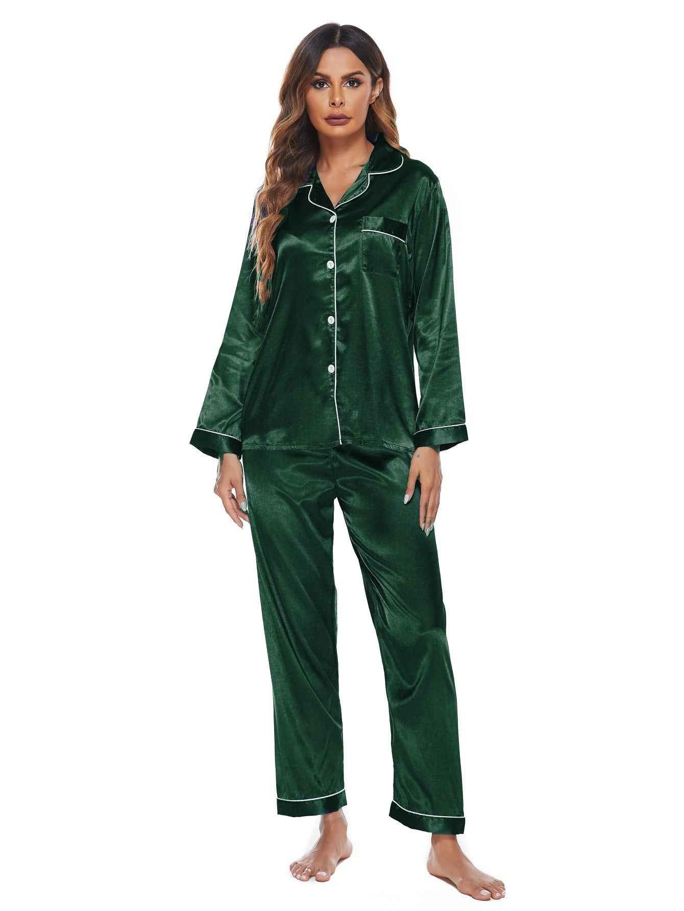 Pajamas Women's Long Sleeve Sleepwear Soft Button Loungewear Pjs Set Nightwear - Shopteufel