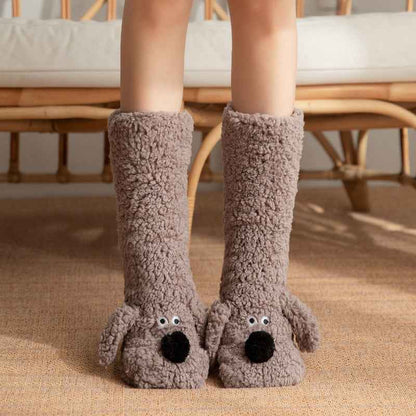 Cute Cartoon Dog Floor Socks Winter Warm Non-slip Plush Socks For Women - Shopteufel