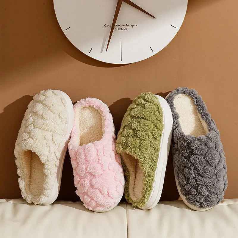 Home Fuzzy Slipper Unisex Cartoon Winter Plush Slipper Anti-Skid Soft Soled Cotton Shoes Comfy Outdoor Couple Slippers - Shopteufel