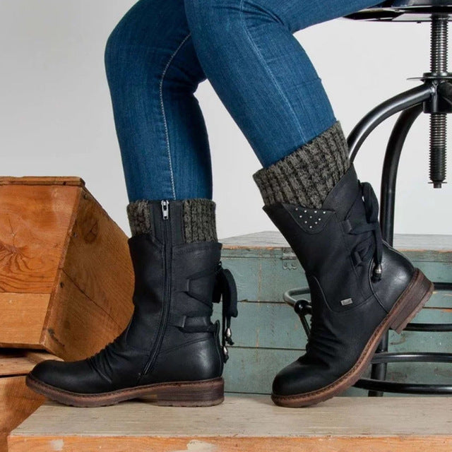 Damen-Winterstiefel, wadenhohe Schneestiefel - Shopteufel