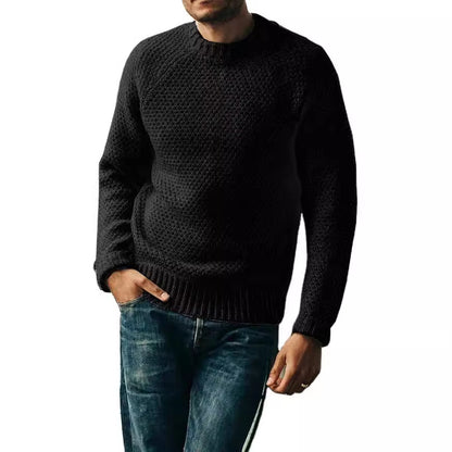 Herren-Pullover, Winter, Freizeit, einfarbig, Rundhalsausschnitt, Strickoberteil