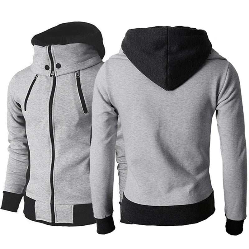 Herren-Kapuzenjacke mit Reißverschluss, zweiteiliger Sport-Cardigan, lässige, schmal geschnittene Sweatshirtjacke - Shopteufel