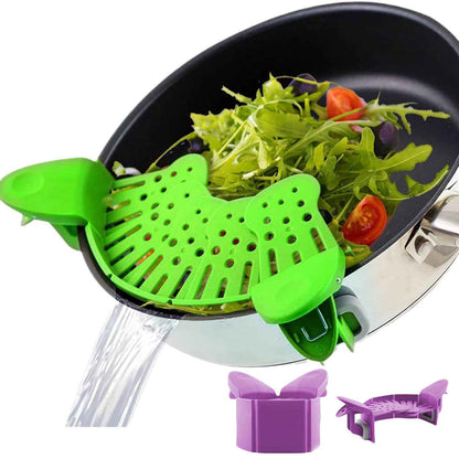 Universal Silicone Clip-on Pan Pot Strainer Anti-spill Pasta Pot Strainer Food Grade Rice Fruit Colander Strainer Kitchen Gadgets - Shopteufel