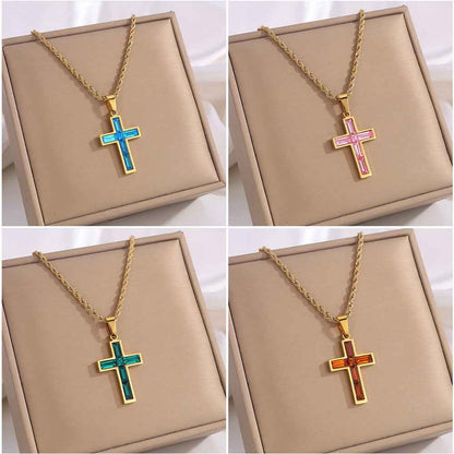 Fashion Jewelry European And American Ing Style Diamond Cross Necklace Unique No Color Fading - Shopteufel